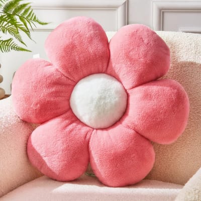 Roze Bloemvormig Sierkussen - Zacht Bloemen Zitkussen voor Bank en Bed