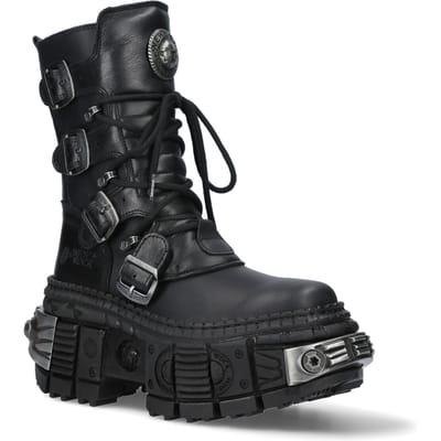 New Rock halfhoge lederen platformlaarzen-WALL373-S3