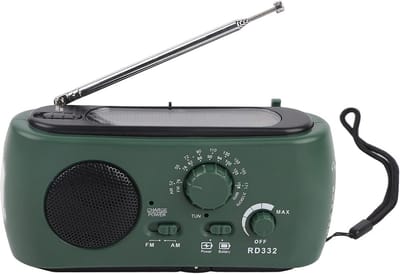 Draagbare Noodradio met Handslinger, Zonnepaneel, AM/FM en LED Zaklamp - Opladen Telefoon Onderweg