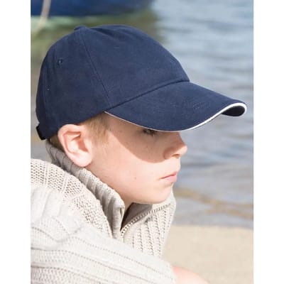 Result Junior Heavy Brushed Cotton Cap RH24PJ - Navy/White - One size
