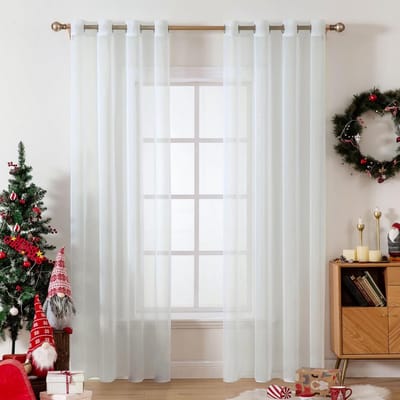 Set van 2 Transparante Woonkamer Gordijnen met Oogjes 140 x 245 cm Lichtdoorlatend