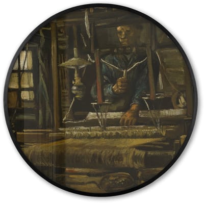 Poster in lijst Rond - Fotolijst 60x60 cm - Posters - De wever - Vincent van Gogh - Ronde posterlijst zwart - Decoratie - Wanddecoratie woonkamer - Muurdecoratie slaapkamer