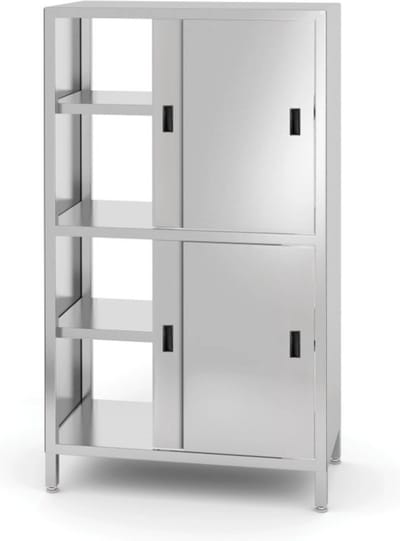 HENDI Doorgangskast met tussenblad en schuifdeuren – roestvrij staal – 1000x600x1800 mm