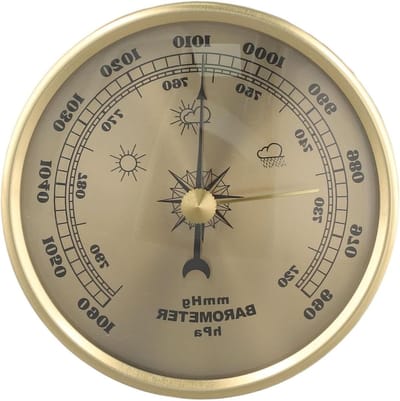 Weerstation Goudkleurig - Barometer Thermometer - Weersvoorspelling Binnen - Drie-in-één Functie - 90 mm Diameter - Goud