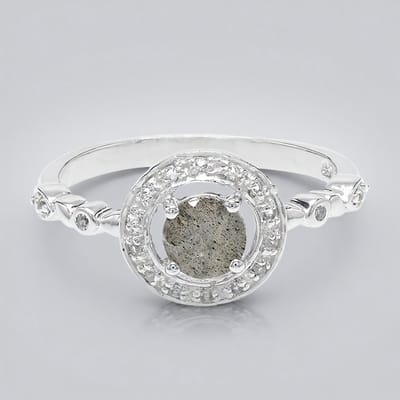 Cavill - Elegante Ring 925 Sterling Zilver - 0,37 ct Ronde Spectroliet & 0,453 ct Witte Topaas - Stijlvolle Damesring