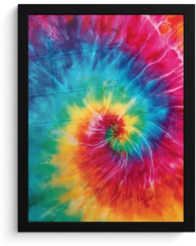 Poster in lijst - Fotolijst 30x40 cm - Posters - Regenboog - Tie dye - Kleurrijk - Blauw - Posterlijst zwart - Decoratie - Wanddecoratie woonkamer - Muurdecoratie slaapkamer
