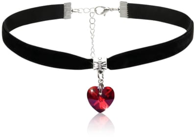 Dailygoods - Choker Kette Damen Velm Hart Halskette Gothic Choker Halsband Vintage Trachtenkette für 80er 90er Party Valentijnsdag Halloween Cosplay (Rot)