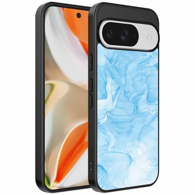 Geschikt voor Google Pixel 9 Pro XL Telefoonhoesje met marmer opdruk - TPU backcover case marble design - Lichtblauw - Smartphonica geschikt voor Google Pixel 9 Pro XL