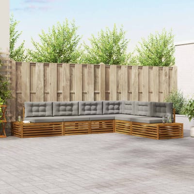 vidaXL - 7 - st - Buiten - bank - set - Massief - Acacia - Hout - en - Polyester