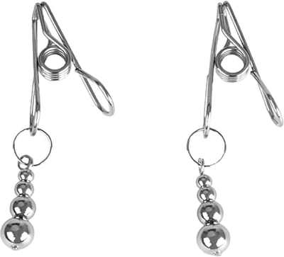 Oneay Tepelklemmen, verstelbare metalen tepelklemmen met kleine balletjes, geen piercing nodig, geschikt voor tepelringen, metalen tepelspeeltjes voor vrouwen.