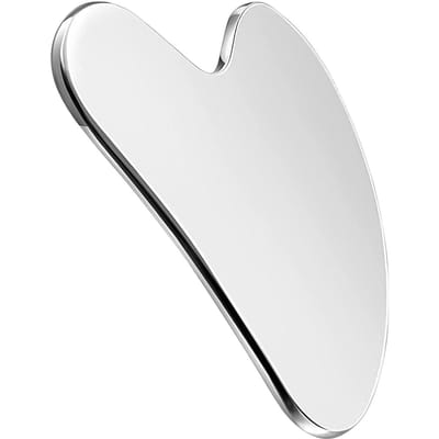 Outil Gua Sha en acier inoxydable pour la thérapie du visage, soins de la peau, détoxification lymphatique, réduction argenté