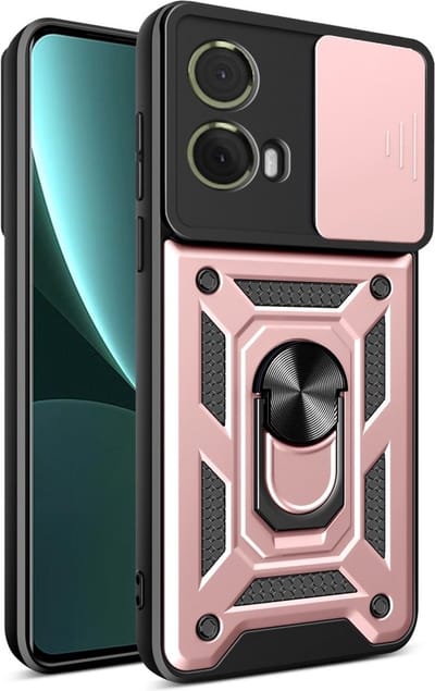 Coverup Hoesje - Geschikt voor Motorola Moto G85 Hoesje - Coverup Armor Ring Kickstand Back Cover met Camera Shield - Rose Gold