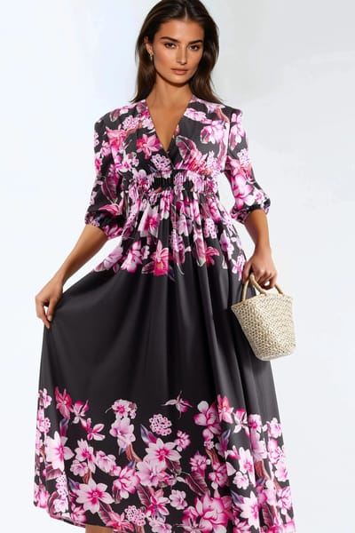 Bloemige V-hals Maxi-jurk