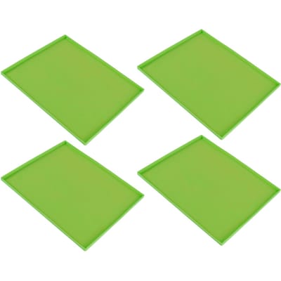 4 Pièces Tapis Déshydrateur en Silicone Qualité Alimentaire Résistance Haute Température Anti-Adhérent Plateaux Déshydrateur à Fruits avec Bord vert