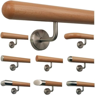 Beuken Houten Leuning - Trapleuning Greep - Trap Veiligheid - In Één Stuk - 160 cm Drie Houders - Gelakt Hout
