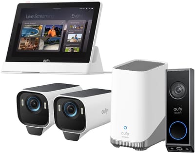 eufy Security eufyCam S3 Pro MaxColor Vision 4K 2-Cam Set inclusief Homebase 3 + E340 video deurbel +Smart Display E10 - Bundelvoordeel