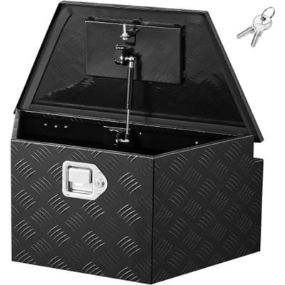 VEVOR Trekhaakbox voor Vrachtwagens, 660 X 330 X 305 Mm, Gemaakt Van Aluminium, 50 Kg Draagvermogen, Gereedschapskist Met Slot en Sleutels, Aanhangerbox voor Laadbakken Van Pick-Ups, Campers, Suv'S en Terreinwagens, Zwart