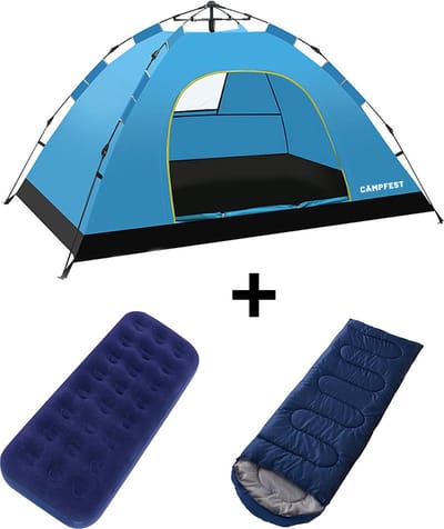 Campfest - Luchtbed - Slaapzak - Tent - Eenpersoons - Kamperen - Festival camping - Kampeerset - 3-delig