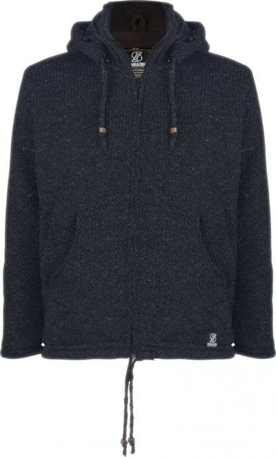Gebreid Wollen Heren/Uni Vest van Schapenwol met Polyester Fleece voering en afneembare capuchon - SHAKALOHA - M Finn S