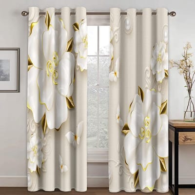 Elegante Witte Bloem Diamant Vintage Raamgordijnen Jaloezieën Voor Woonkamer Kinder Slaapkamer Badkamer Keuken Deur Huisdecoratie 2 Stuks W65X60H(cm)X2Pcs&Grommet Top gray