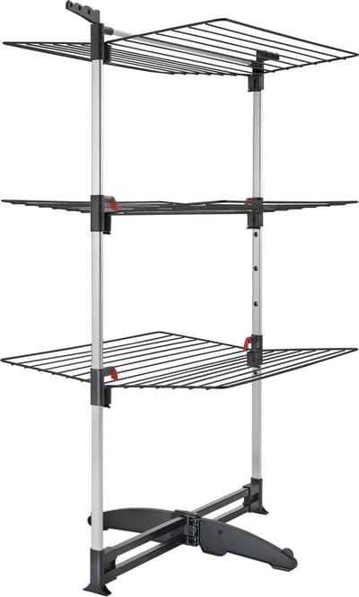 Tomado - Droogtoren Ciclone Vario - 38 meter drooglengte - Inklapbaar - Aluminium en Metaal - Met haken voor kledinghangers - 5 jaar garantie - Zwart