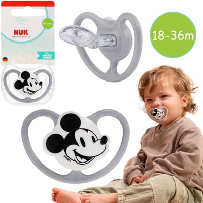 DISNEY Mickey Mouse NUK Air fopspeen, orthodontisch, van siliconen, voor baby's 18-36m + etui