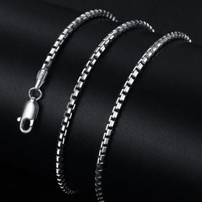 Bocai Nouveau Bijou Authentique Argent Pur S925 Mode Coréenne Chaîne Boîte Collier Clavicule Homme 2mm Plaqué Platine Collier Homme 45cm 9.3g black