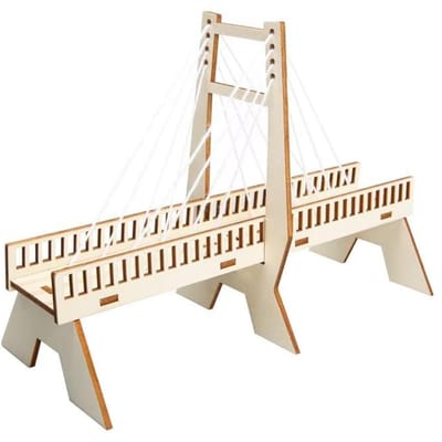 Houten DIY Tuibrug Fysiek Model Puzzel Mechanica Fysica STEAM Wetenschapskit Educatief Speelgoed voor Kinderen Studenten Cadeaus beige
