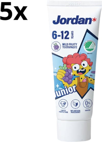 Jordan Tandpasta Junior 6-12 jaar - 5 x 50ml - Voordeelverpakking