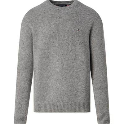 Ronde hals Tommy Hilfiger trui grijs lamswol