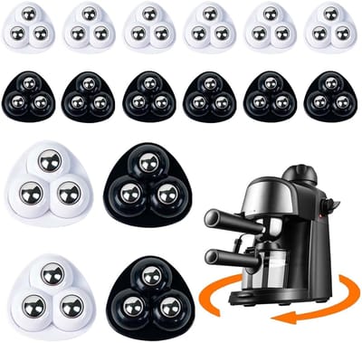 Dailygoody - Set van 16 Meubelwielen - Zelfklevende Mini Balwielen - 360 graden Beweeglijkheid - Zwart en Wit - Geschikt voor Keukenapparaten - 1E+2 k