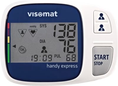 Visomat Handy Express Bloeddrukmeter pols - manchet 12,5 tot 21,5 cm – Digitale Hartslag en Aritmie Detectie-controle hartritmestoornissen (afib detectie)
