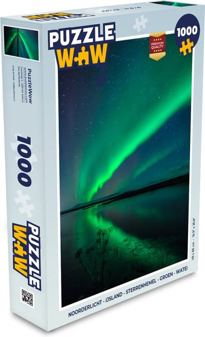 Puzzel Noorderlicht - IJsland - Sterrenhemel - Groen - Water - Legpuzzel - Puzzel 1000 stukjes volwassenen