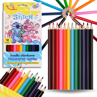 DISNEY Stitch Potloden voor school, dikke houten driehoekige potloden, 12 KLEUREN