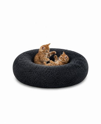 lionto Knuffelbed kat, donutvormig & extra zacht Ø70 cm donkergrijs