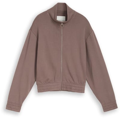 Tom Tailor - Sweatjack met opstaande kraag - Maat 140 - rusty brown
