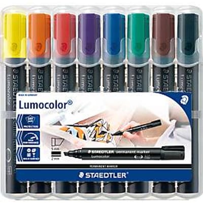 STAEDTLER Lumocolor permanent marker 350, 10 stuks, set van 8, diverse kleuren