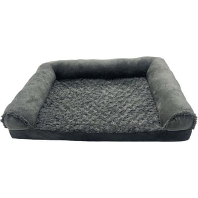 Tapis de Canapé Premium Fournitures Lit pour Chien Chenil pour Chat Quatre Saisons Respirant Doux Chien Confortable Peluche Tapis de Lit Amovible Lavable gris foncé