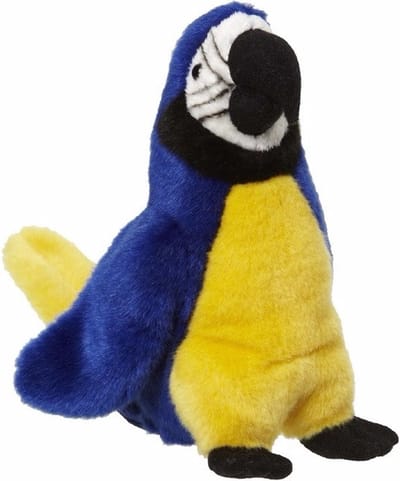 Nature Planet pluche papegaai knuffel - blauw - 26 cm - vogels - dieren knuffels - Cadeau