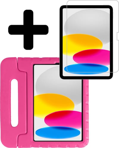 Hoes - Geschikt voor Apple iPad A16/A18 (2022/2025/2026) - 10.9 & 11 inch (10e, 11e & 12e generatie) - Met Screenprotector - Kinderhoes Shockproof Bumper - Kidsproof Case - Tablet Hoesje - Kinder Hoesje Cover - Roze