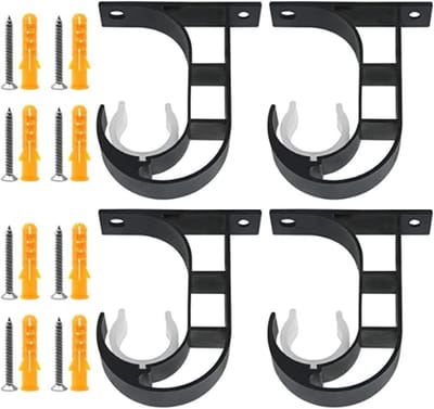 Gordijnroede Beugels - Draperie Staven - Gordijnen Ophangen - Verdikt Aluminium - Set van 4 - Zwart