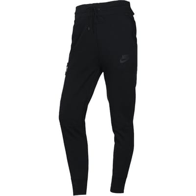 Nike Effen Kleur Logo Print Elastische Taille Trekkoord Sportbroek Dames bottoms Zwart 931829-010 XL white