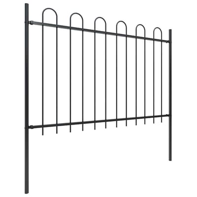 vidaXL - Tuinhek - met - ringtop - staal - 337x120 - cm - zwart