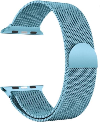 New Age Devi - Milanees Geschikt voor Apple watch 123456 - 38mm 40mm - RVS - Licht Blauw - Magneet-sluiting - Gemaakt van RVS