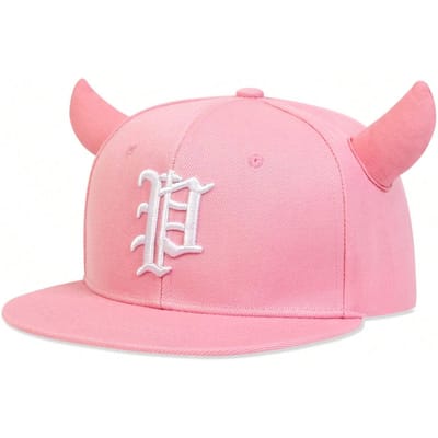 Unisex Persoonlijkheid P Letter Borduurwerk Ossenhoorn Hip-Hop Hoeden Buiten Verstelbaar Casual Baseballpetten Zonbescherming Hoed pink