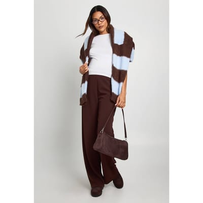 boohoo Dames Zwangerschap op maat gemaakte wijde pijpenbroek | Chocolate | Maat: 8