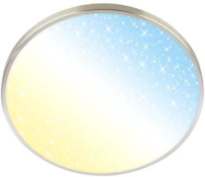 BRILONER Competo - LED Plafondlamp - CCT kleur temperatuurregeling - met afstandsbediening - sterrenhemel effect - dimbaar - Ø38 cm - nikkel
