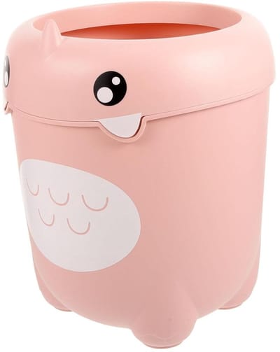 Prullenbak Kinderkamer - Afvalbak Huis - Afval Opbergen - Uniek Dino Patroon - 28x24x20 cm - Roze