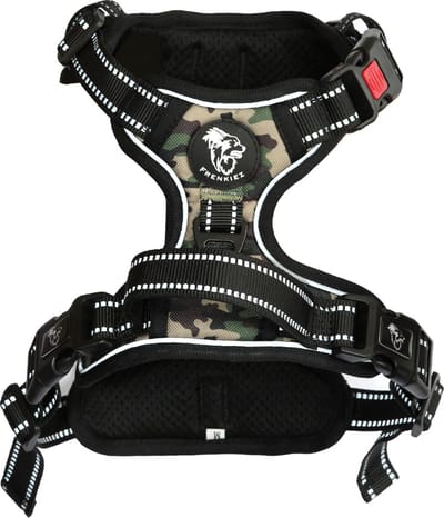 Frenkiez reflective no pull lockable harness, camouflage, X-Small