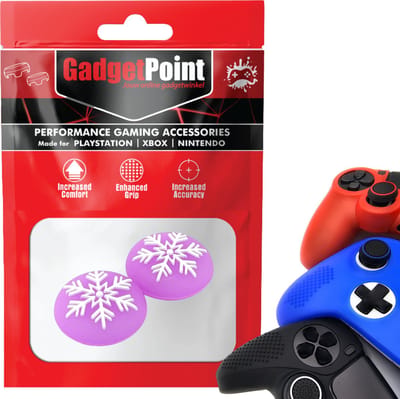 Gadgetpoint - Thumb Grips voor PlayStation, PS5, Xbox X/S, One & Switch Pro Controller - Gaming Thumbgrips - Performance Anti-Slip Thumbsticks - Bescherming Accessoires - Sneeuwvlok - Paars